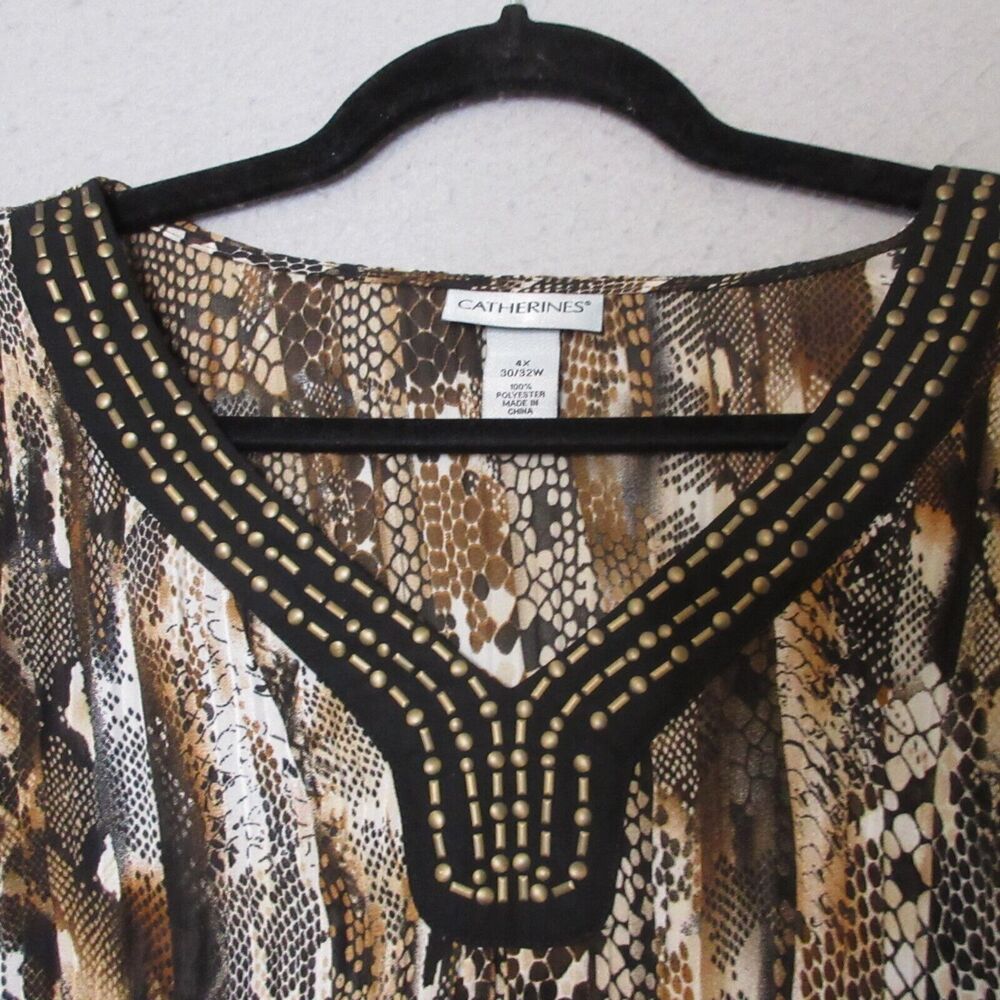 Catherines Top Tunic Plus 4x Snake Print Crinkle … - image 2